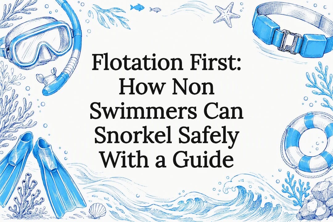 Decorative snorkeling safety title card